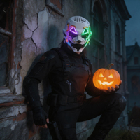 Masque de crâne cyberpunk LED, masque de cosplay futuriste lumineux pour Halloween, casque de costume d'Halloween réglable