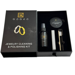 GOGKO 마이크로화이버 주얼리 클리너 세척액, 브러쉬 및 고급 박스 포함, 귀걸이 세척 스프레이 폴리싱용 - Product Image 2