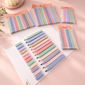 6 Colors Wholesale Aesthetic Square Shape Kawaii No Bleed Soft Pastel Macaron Highlighter Pen Set Custom LOGO for Promotions
