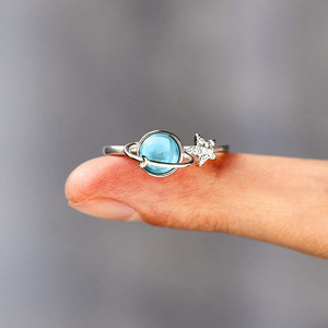 Anillo Brillante con Diseño de Planeta y Estrella para Mujer, Estilo Celestial Minimalista, Accesorio de Moda para Uso Diario - Product Image 3