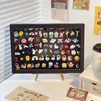 Cadre de rangement transparent anti-poussière pour badges, broches et médailles, présentoir en cuir PU pour collection de bijoux et médailles
