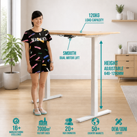 Cadre de bureau ergonomique moderne anti-collision réglable en hauteur avec double moteur 3 niveaux pour usage assis-debout à domicile ou au bureau