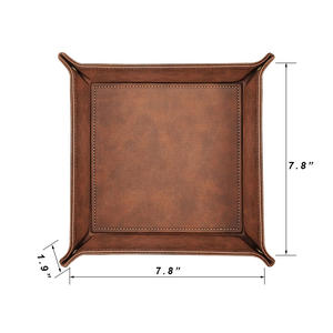 Genuine Leather Valet Tray Desktop <b>Storage</b> Organizer,Premium Leather Catchall <b>Bedside</b> Vanity Tray Nightstand Caddy Holder - Product Image 5