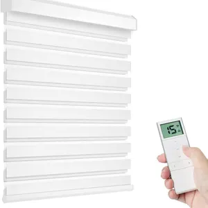 New arrival double layer wireless remote control window shades roller blinds motorized day and night smart wifi blinds