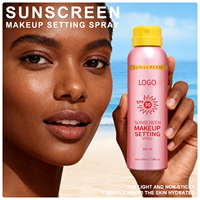 Spray fixateur de maquillage écran solaire SPF 30 avec logo personnalisé, léger, UVA UVB, résistant à l'eau, brume solaire pour le visage et le corps, spray fixateur de maquillage
