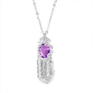 9 colliers personnalisés avec pendentif plume Boho, en argent Sterling 925, coupe ovale 6x8mm, bijoux en pierre naturelle et cristal pour femmes - Product Image 1