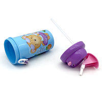 Bouteilles d'eau pour enfants en plastique recyclable sans BPA, anti-fuite, avec paille et corde, design dessin animé, 500 ml, pour boire directement en toute sécurité