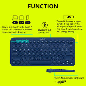 Teclado ergonómico Logitech K380 personalizado en ruso, conexión inalámbrica para oficina y juegos, compatible con laptop y iPad. - Product Image 2
