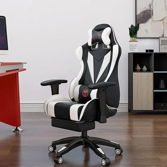 Cheap office gamer racing gaming chair with optional footrest and massage RGB light strip