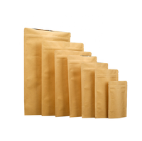 Koffiebonenverpakking: Biologisch afbreekbare bruine kraft papieren zak met venster, opstaande pouch, met aangepast logo (LLDPE)