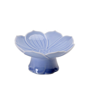 Assiette à fruits en céramique japonaise en forme de fleur avec support, nouveau style chinois, vaisselle pour cérémonie du thé, origine Dehua - Product Image 5