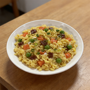 Modèle de riz frit artificiel en mousse plastique écologique de 6 pouces, bœuf et légumes, assiette blanche décorative pour la maison, la cuisine et la présentation en restaurant - Product Image 6