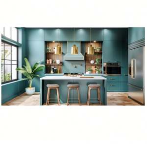 Gabinetes de cocina modulares de madera maciza de lujo modernos italianos con diseño impermeable hecho en China - Product Image 4