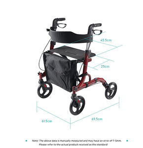 Легкие 4-колесные складные ходунки для взрослых с сиденьем для пожилых людей, приспособления для ходьбы и реабилитационная терапия - Product Image 5