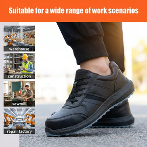 Zapatos de Seguridad con Puntera de Acero Ancha, Estándar Europeo, de Microfibra y Cuero, con Protección Anti-aplastamiento 200J y Anti-pinchazos 1100N, Suela de Kevlar para Construcción - Product Image 6