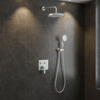 Ensemble de douche HONGDEC rétro en laiton brossé or rose non revêtu, mitigeur de douche chaud/froid mural pour salle de bain