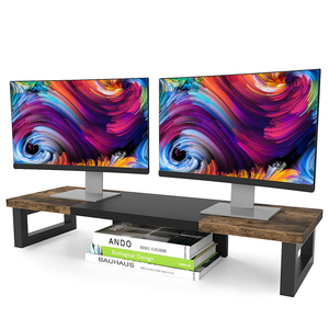 Đa-chức năng Máy tính để bàn lưu trữ giá gỗ + ironwork Màn hình độ cao đứng máy tính điều chỉnh chiều cao Tabletop lưu trữ đơn vị - Product Image 4