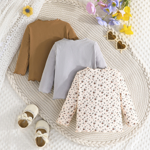 Ropa para Niños, Conjunto de Tres Piezas con Blusa Casual de Flores para Bebé Niña, Camiseta de Manga Larga para Recién Nacido, 100% Poliéster - Product Image 2