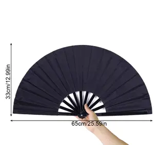 Chinese Martial Arts Kung Fu HandFan Tai Chi Dance Fan Plastic Stage Performance Folding Fan Solid Color Fan