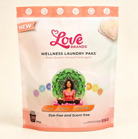 Pochette à fermeture éclair verticale pour dosettes de lessive - Sachet refermable en PET/PE avec encoche de déchirement facile pour les capsules et les pastilles de lessive