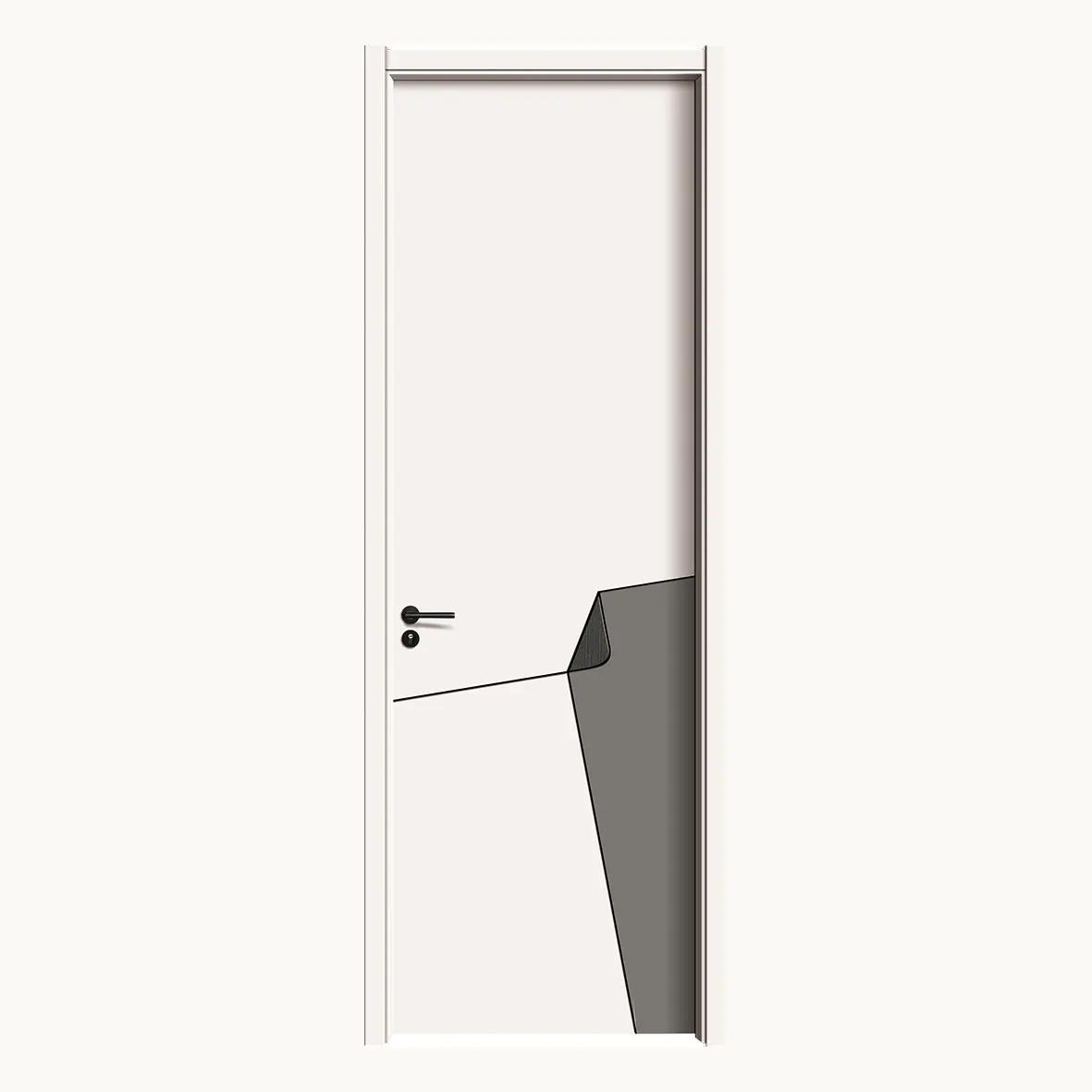Porte intérieure gris clair de style moderne en bois simple sur mesure de bonne qualité plaque de cristal de carbone pour chambre à coucher bon marché Portes intérieures pour chambre à coucher