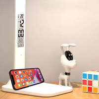 Lampe de table LED à commande tactile au design moderne blanc, affichage numérique, angle réglable à 180 degrés, rechargeable, lampe d'étude