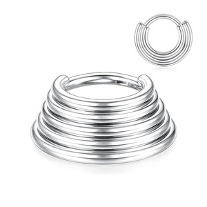 Anneau de nez trapézoïdal en acier inoxydable, design géométrique à 3 ou 5 couches pour bijoux de piercing unisexe - Product Image 3