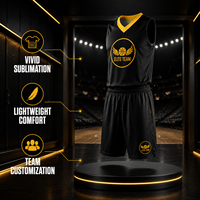 Maillot de basket-ball personnalisé sublimé, séchage rapide, respirant, noir et jaune, en polyester, pour hommes et jeunes, vente en gros