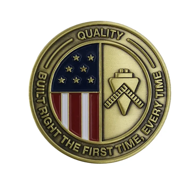 Moneda de desafío de metal conmemorativa coleccionable chapada en oro de latón de recuerdo esmaltado de EE. UU. personalizada