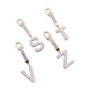 26 Letter Clay Rhinestone <b>Keychain</b> Set - Elegant Car Pendant & Stylish Key Charm for <b>Personalized</b> Gifts (A-Z Alphabet) - Product Image 1