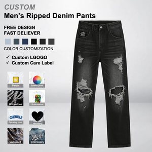 Calça Jeans de Sarja Crua Bege de Alta Qualidade Vintage Hot Y2K para Homens, Modelo Baggy com Perna Reta e Cor Lisa - Product Image 1