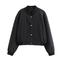 Veste bomber courte à manches longues décontractée pour femmes, douce et respirante, automne/hiver