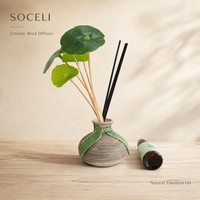 Diffuseur de parfum artisanal en terre cuite, aspect esthétique, 5x7cm, avec huile naturelle, pour la décoration de la salle de bain et de la table de chevet