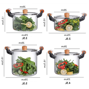 หม้อแก้ว หม้อซุปแก้ว หม้อตุ๋น หม้ออบ แก้วโบโรซิลิเกตหนา 5.5 ลิตร/4.5 ลิตร เครื่องครัวสไตล์มินิมอล - Product Image 1