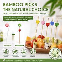 Brochettes de fruits jetables en bambou, 12 cm, écologiques, en vrac, pour apéritifs et fêtes, avec logo personnalisé, sac de 100 pièces