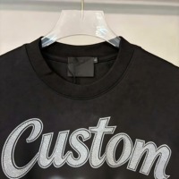 Camiseta de Manga Corta con Logotipo Personalizado, Lisa y Brillante, con Pedrería, para Hombre, con Estampado Gráfico, con Diamantes y Piedras Brillantes