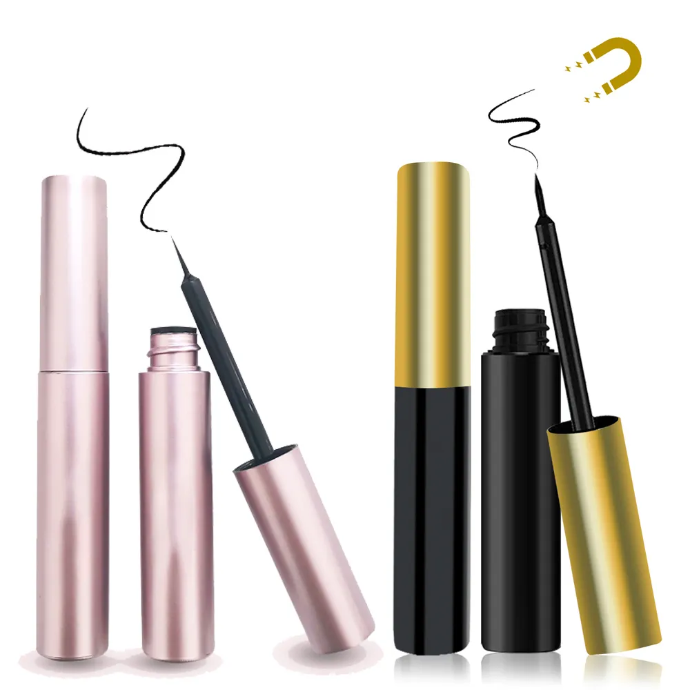 Özel Logo manyetik sıvı Eyeliner kendi marka özel etiket su geçirmez yapışkanlı manyetik Eyeliner manyetik kalemi kalem