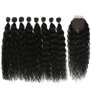 water wave high temperature fiber ombre bundles rattan weaving material straight wholesale pictures synthetic weave hair packs