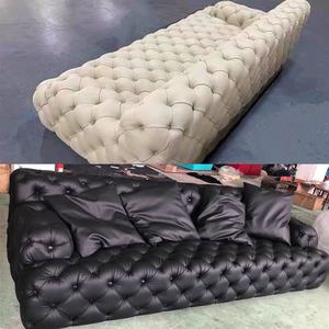 Sofá de cuero blanco con diseño italiano, sala de estar, edward, personalizado, moderno, chesterfield, con botones de tela - Product Image 6