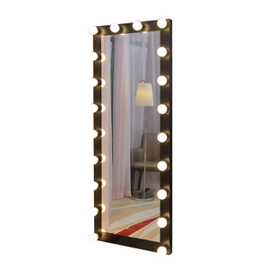 BEAUTME <span class=keywords><strong>Espejo</strong></span> de piso para dormitorio <span class=keywords><strong>con</strong></span> luces, 22 <span class=keywords><strong>bombillas</strong></span> LED Marco de aluminio <span class=keywords><strong>Espejo</strong></span> de <span class=keywords><strong>cuerpo</strong></span> completo grande <span class=keywords><strong>con</strong></span> luces Negro - Product Image 1