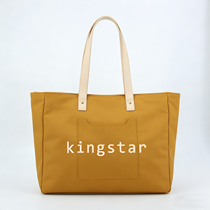 Waterproof Large Capacity Woman's <strong>Nylon</strong> <strong>Tote</strong> <strong>Bag</strong> <strong>Zipper</strong> Button Closure Shoulder Strap Custom Beach Color Design for Shopping - Product Image 2