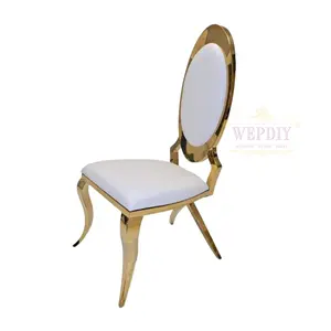 Luxury Interior Home Gold Frame White Cushions Living Room Cafe Dining Table Dining Chairs