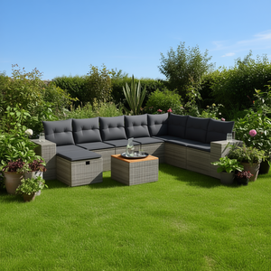 Conjunto de Sofás de Jardín de Ratán para Exteriores con Almacenamiento, 6 Plazas, Diseño Contemporáneo para Patio o Terraza - Product Image 2