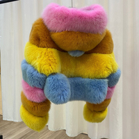 Nouvelle conception 2023, veste mi-longue pour femmes, manteau en fourrure de renard coloré avec capuche