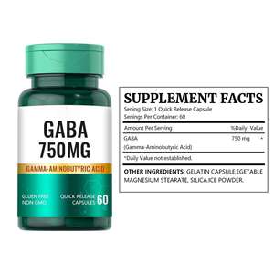 Ekspor Kapsul Asam Aminobutirat (GABA) Dewasa 750mg Meningkatkan Daya Ingat Tidur Tanpa Melatonin Pemrosesan OEM 60-kapsul Penyimpanan Dingin - Product Image 2