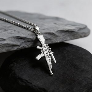 Collier AK-47 en acier inoxydable 316L pour hommes et femmes, pendentif pistolet d'assaut, bijoux hip-hop, chaîne torsadée, cadeau imperméable - Product Image 4