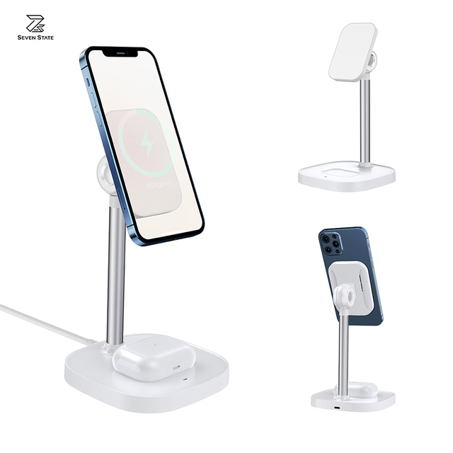 Magnetic Charging Stand,Adjustable Angle Charger Dock Phone Holder,15W Wireless Charging Station