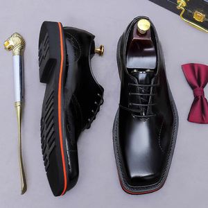 รองเท้าผู้ชายสีน้ำตาลทรงเหลี่ยมหัวตัด ทำมือ รุ่นใหม่ ปี 2025 ระบายอากาศได้ดี กันลื่น แบบผูกเชือก เหมาะสำหรับใส่ทำงานหรือลำลอง - Product Image 3