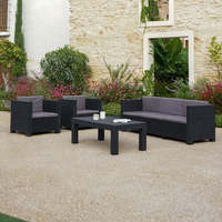 Conjunto de Jardín de Plástico Reciclado - Diva Tropea, Diseño Sostenible y Elegante, Muebles de Exterior, Sofá, Silla y Mesa