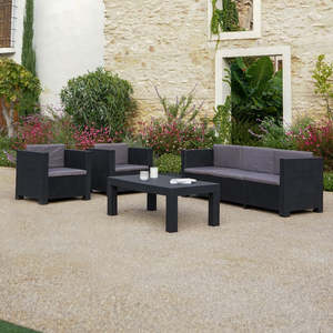 Set da Giardino Diva Tropea - Design Elegante con Divano a Tre Posti, Due Comode Poltrone e Tavolino Rettangolare - Product Image 3